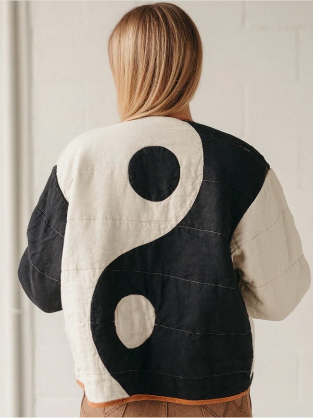 Tiger Owl Yin Yang Quilted Jacket - Cream & Black